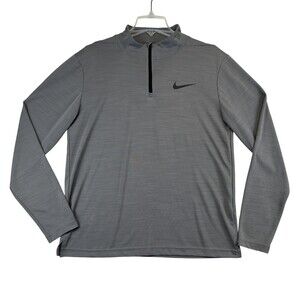 Nike Dri-FIT Shirt Mens Medium Gray 1/4 Zip Mock Neck Pullover Top Athletic